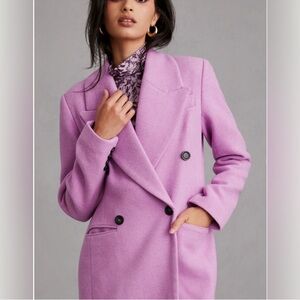 Elegant Women's Purple Double-Breasted Coat Anthropologie